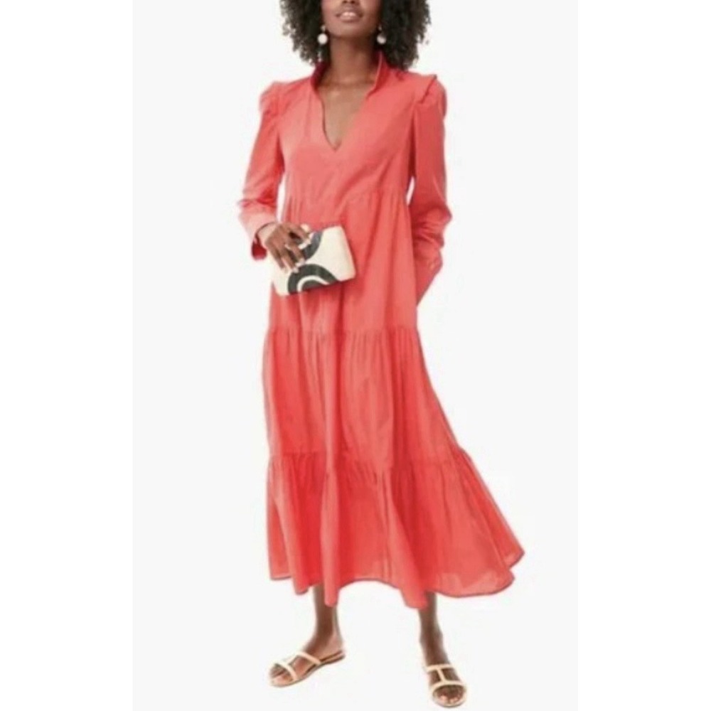 Tuckernuck Bristol Maxi Dress Size S Poppy Pink Cotton Poplin Coastal Preppy